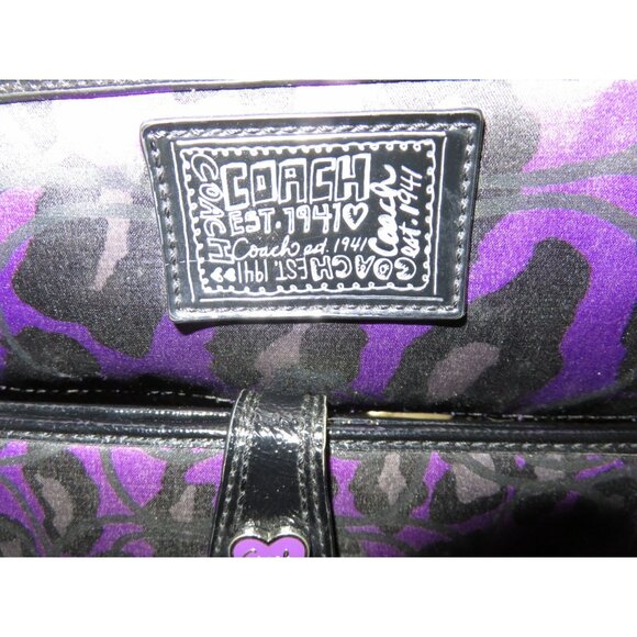Coach Poppy Daisy Purple Ocelot Print Crossbody Bag F20024 with matching wallet - Picture 2 of 15